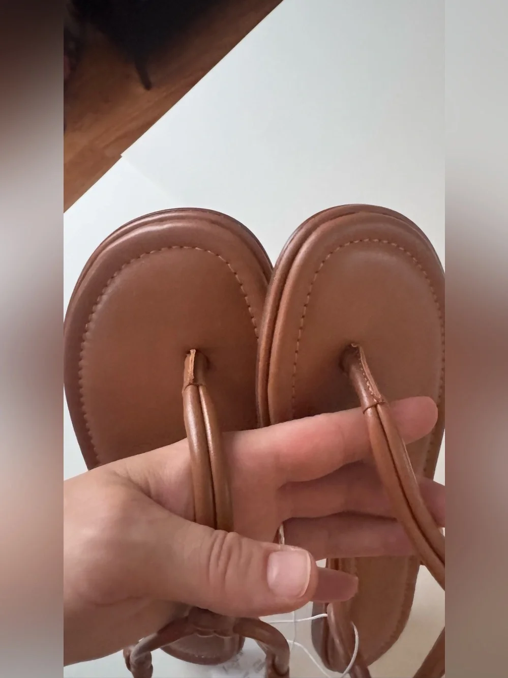 J. Crew factory Brown Leather Knotted T-Strap Sandals